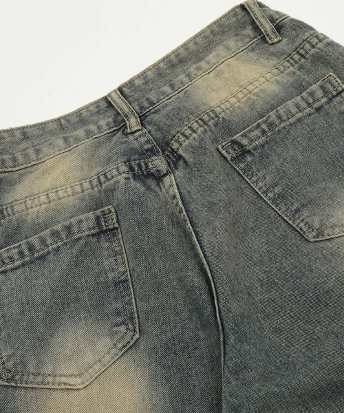 レディース 旬のY2K。ヴィンテージ加工ボリュームカーゴワイドデニム