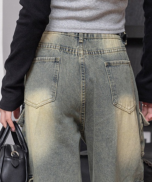 DAY CLOSET(デイ クローゼット)の「レディース 旬のY2K。ヴィンテージ加工ボリュームカーゴワイドデニムパンツ(デニムパンツ・レディース・ブラック/ブルー系その他・XL/M/S/L)」の22枚目の写真