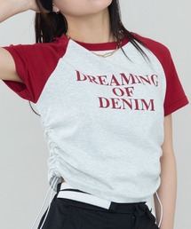 シルエット調整可能。ラグランスリーブ×ショート丈 ロゴプリントTシャツ