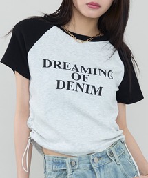 シルエット調整可能。ラグランスリーブ×ショート丈 ロゴプリントTシャツ
