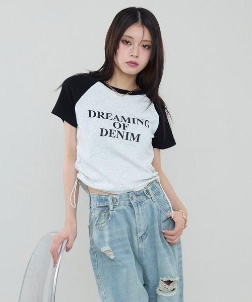 セール】シルエット調整可能。ラグランスリーブ×ショート丈 ロゴ