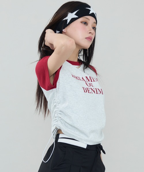 SEN TOKYO(セントーキョー)の「シルエット調整可能。ラグランスリーブ×ショート丈 ロゴプリントTシャツ(Tシャツ/カットソー・レディース・ネイビー/レッド/ブラック・FREE)」の21枚目の写真