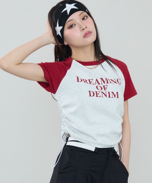 SEN TOKYO(セントーキョー)の「シルエット調整可能。ラグランスリーブ×ショート丈 ロゴプリントTシャツ(Tシャツ/カットソー・レディース・ネイビー/レッド/ブラック・FREE)」の22枚目の写真