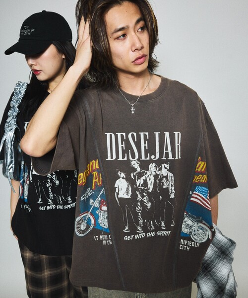 セール】限定展開 ビッグシルエット リメイク プリントTシャツ 