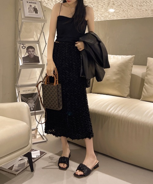 Lace Ladies（レースレディース）の「ギャザー アッパーデザイン ローヒール ミュール サンダル（サンダル・レディース・アイボリー/ブラック・24cm/24.5cm/25cm/22.5cm/23cm/23.5cm）」の4枚目の写真