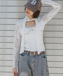 BLANK　 | Studs Ribbon Lace Tops / スタッズリボンレース トップス(Tシャツ/カットソー)