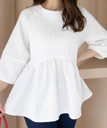 CLEAR BASIC | フクレジャガードペプラムブラウス[スタイルアップ シンプル 骨格ナチュラル]≪CLEAR BASIC≫(シャツ/ブラウス)