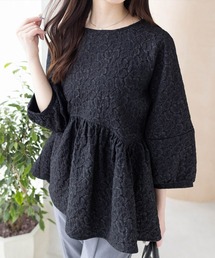 CLEAR BASIC | フクレジャガードペプラムブラウス[スタイルアップ シンプル 骨格ナチュラル]≪CLEAR BASIC≫(シャツ/ブラウス)