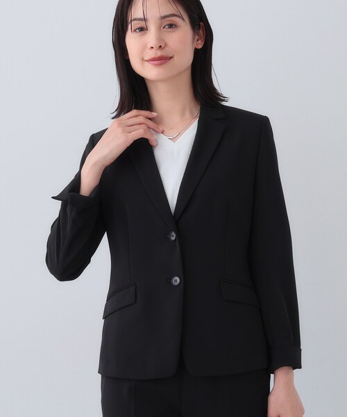 美品　INDIVI黒リクルートスーツ36 洗える／リクルートスーツ】2つボタンテーラードカラー