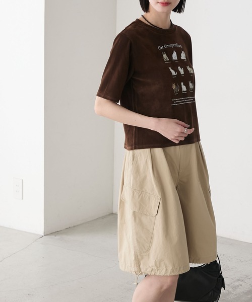 トップス CAT forksy.】キャットプリント カットシアーベロア Tシャツ forksy