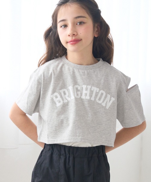 coca(coca)(コカ)の「キッズ 肩ファスナー短丈トップス&タンクトップ 2点セット(Tシャツ/カットソー・キッズ・パープル/ライトグレー・120/130/140/150)」の6枚目の写真