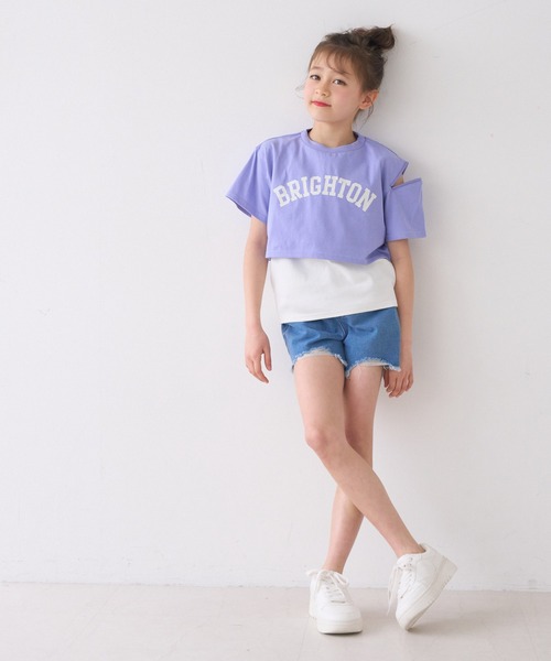 coca(coca)(コカ)の「キッズ 肩ファスナー短丈トップス&タンクトップ 2点セット(Tシャツ/カットソー・キッズ・パープル/ライトグレー・120/130/140/150)」の8枚目の写真