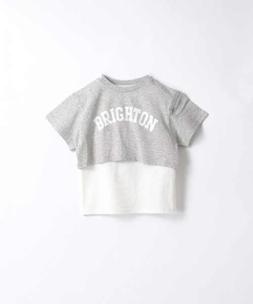 キッズ 肩ファスナー短丈トップス＆タンクトップ 2点セット（T