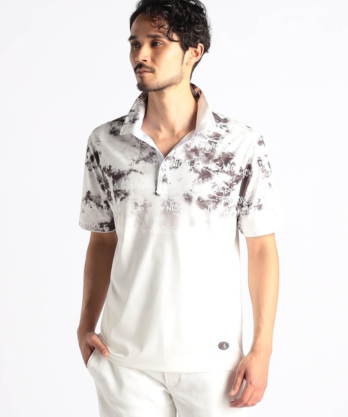 NICOLE CLUB FOR MEN(ニコルクラブフォーメン)の「【25モデルEC限定再販売】ムラ柄スキッパーポロシャツ(ポロシャツ・メンズ・ブラック/グリーン/ピンク/オフホワイト・LARGE/X-LARGE/MEDIUM/XX-LARGE)」の2枚目の写真