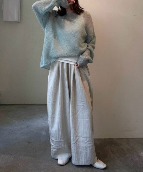 Reurie'(レウリィ)の「ワイドナイロンパンツ/wide nylon pants(aki select) ロング丈 オーバーサイズ リラクシー カジュアル ストリート Y2K きれいめ 韓国(カーゴパンツ・レディース・ブラック/アイボリー・FREE)」の1枚目の写真