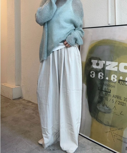 Reurie'(レウリィ)の「ワイドナイロンパンツ/wide nylon pants(aki select) ロング丈 オーバーサイズ リラクシー カジュアル ストリート Y2K きれいめ 韓国(カーゴパンツ・レディース・ブラック/アイボリー・FREE)」の3枚目の写真