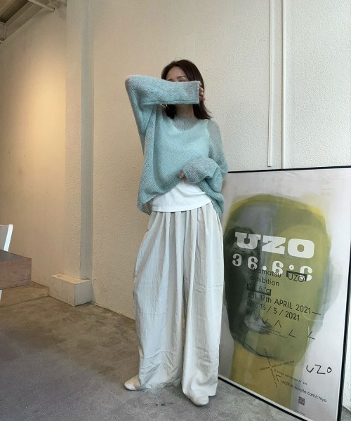 Reurie'(レウリィ)の「ワイドナイロンパンツ/wide nylon pants(aki select) ロング丈 オーバーサイズ リラクシー カジュアル ストリート Y2K きれいめ 韓国(カーゴパンツ・レディース・ブラック/アイボリー・FREE)」の5枚目の写真