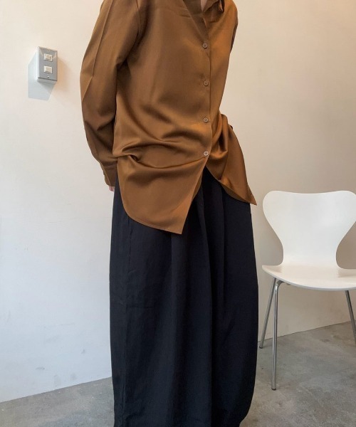Reurie'(レウリィ)の「ワイドナイロンパンツ/wide nylon pants(aki select) ロング丈 オーバーサイズ リラクシー カジュアル ストリート Y2K きれいめ 韓国(カーゴパンツ・レディース・ブラック/アイボリー・FREE)」の9枚目の写真