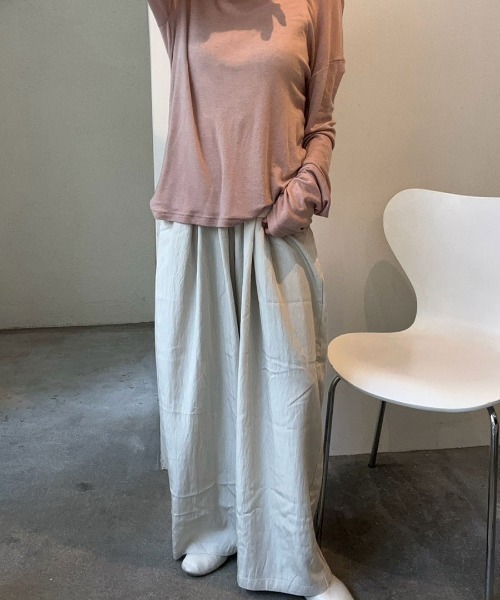Reurie'(レウリィ)の「ワイドナイロンパンツ/wide nylon pants(aki select) ロング丈 オーバーサイズ リラクシー カジュアル ストリート Y2K きれいめ 韓国(カーゴパンツ・レディース・ブラック/アイボリー・FREE)」の16枚目の写真