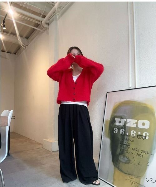 Reurie'(レウリィ)の「ワイドナイロンパンツ/wide nylon pants(aki select) ロング丈 オーバーサイズ リラクシー カジュアル ストリート Y2K きれいめ 韓国(カーゴパンツ・レディース・ブラック/アイボリー・FREE)」の18枚目の写真