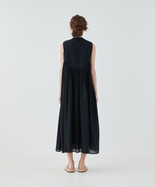 インドコットン スタンドネックギャザーワンピース（ワンピース