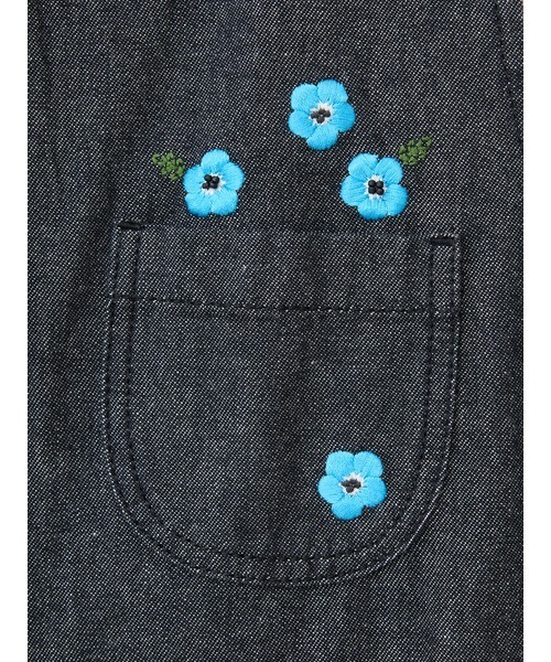 PINKHOUSE 3点セット 花柄 刺繍ロゴ デニム素材 マキシ丈 インディゴ セール】ネモフィラ刺繍使いデニムワンピース(ワンピース