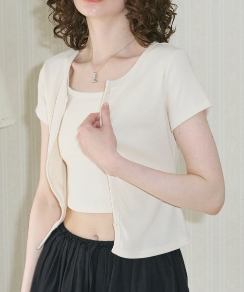 GIUNON（ジウノン）の「2way rib cardigan set / 2wayリブカーディガンセット（カーディガン/ボレロ・レディース・グレー/アイボリー/ブラック/ネイビー・FREE）」の16枚目の写真