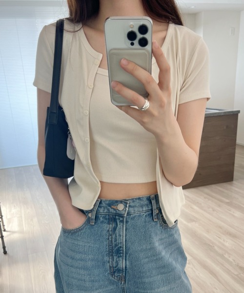 GIUNON（ジウノン）の「2way rib cardigan set / 2wayリブカーディガンセット（カーディガン/ボレロ・レディース・グレー/アイボリー/ブラック/ネイビー・FREE）」の22枚目の写真