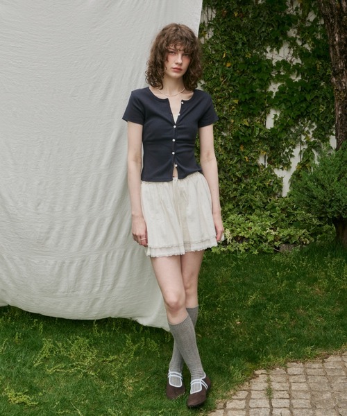 GIUNON（ジウノン）の「2way rib cardigan set / 2wayリブカーディガンセット（カーディガン/ボレロ・レディース・グレー/アイボリー/ブラック/ネイビー・FREE）」の6枚目の写真