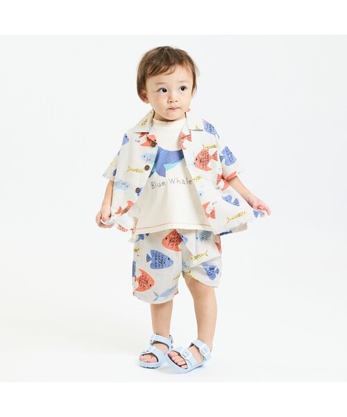 BIT'Z（ビッツ）の「【リンク】夏っぽい総柄アロハ半袖シャツ（シャツ/ブラウス・キッズ・キナリ/オレンジ/カーキ・95/80/120/110/100/90）」の4枚目の写真