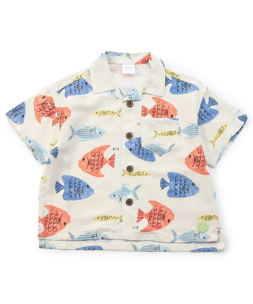 BIT'Z（ビッツ）の「【リンク】夏っぽい総柄アロハ半袖シャツ（シャツ/ブラウス・キッズ・キナリ/オレンジ/カーキ・95/80/120/110/100/90）」の8枚目の写真
