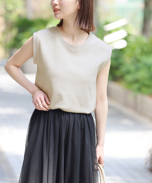 JOURNAL STANDARD relume(ジャーナルスタンダード レリューム)の「TCダンボールノースリーブ(Tシャツ/カットソー・レディース・ホワイト/ライトグレー/ブラック/バーガンディー・FREE)」の3枚目の写真
