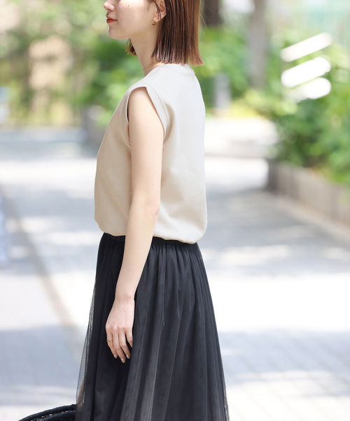 JOURNAL STANDARD relume(ジャーナルスタンダード レリューム)の「TCダンボールノースリーブ(Tシャツ/カットソー・レディース・ホワイト/ライトグレー/ブラック/バーガンディー・FREE)」の15枚目の写真
