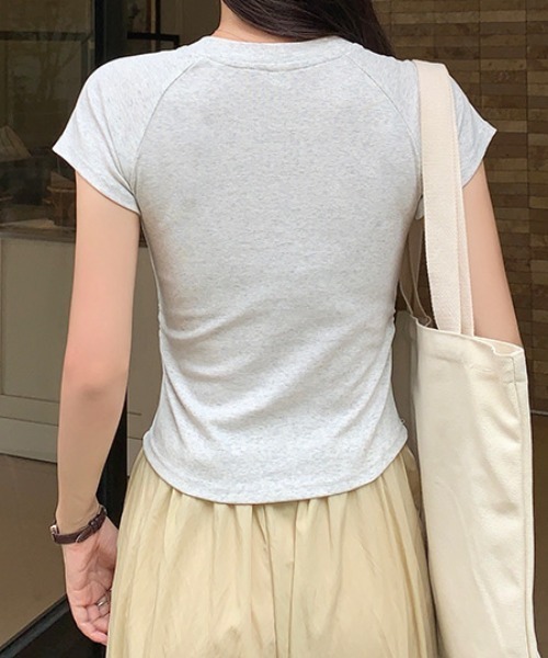 Teem Store(チームストア)の「ヘンリーネック ラグランコンパクトTシャツ(Tシャツ/カットソー・レディース・グレー/ホワイト/ブラック・S/M)」の12枚目の写真