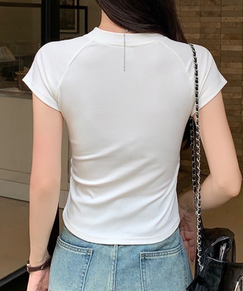 Teem Store(チームストア)の「ヘンリーネック ラグランコンパクトTシャツ(Tシャツ/カットソー・レディース・グレー/ホワイト/ブラック・S/M)」の17枚目の写真