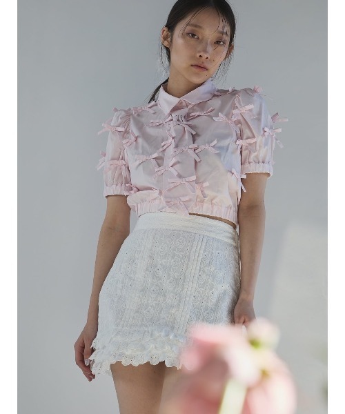 PAIN(ペイン)の「ローズコットンレースタックミニスカート(スカート・レディース・ホワイト/ブルー/ブラック・FREE)」の8枚目の写真