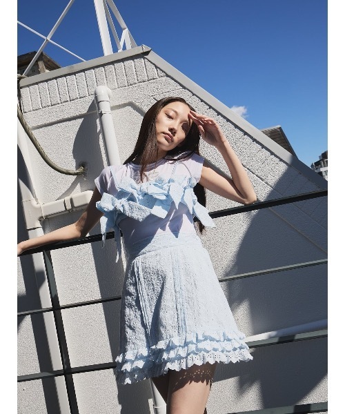 PAIN(ペイン)の「ローズコットンレースタックミニスカート(スカート・レディース・ホワイト/ブルー/ブラック・FREE)」の11枚目の写真