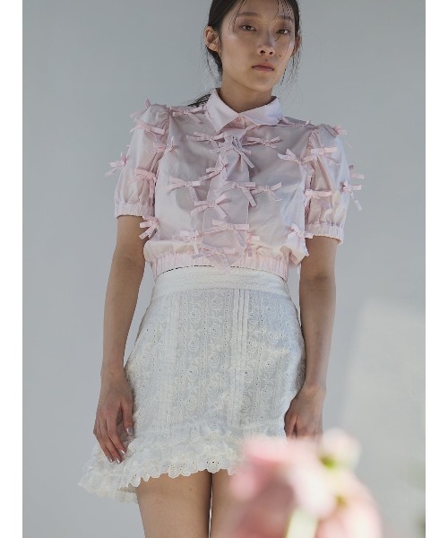 PAIN(ペイン)の「ローズコットンレースタックミニスカート(スカート・レディース・ホワイト/ブルー/ブラック・FREE)」の10枚目の写真