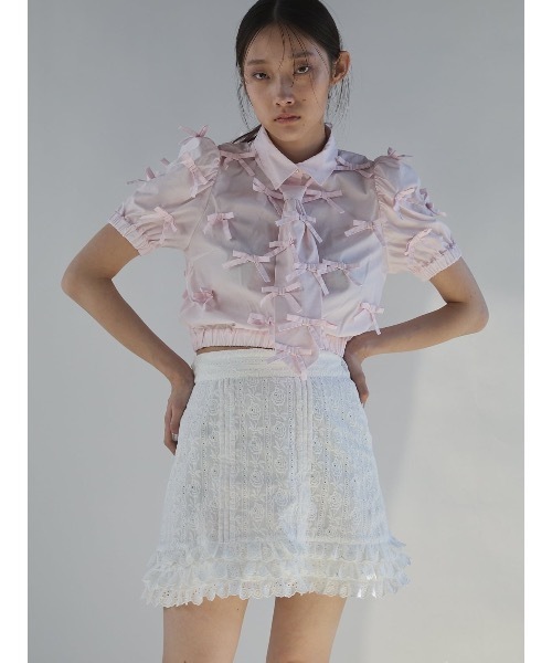 PAIN(ペイン)の「ローズコットンレースタックミニスカート(スカート・レディース・ホワイト/ブルー/ブラック・FREE)」の9枚目の写真