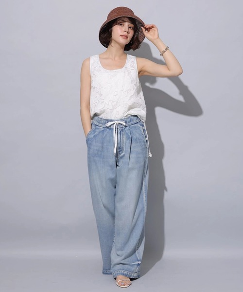 Arpege story☆テンセル混ドロストデニムパンツ☆SSサイズ美品 テンセル混ドロストデニムパンツ | デニム | Arpege story