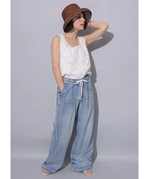 新品タグ付　アルページュストーリー　テンセル混ドロストデニムパンツ　S テンセル混ドロストデニムパンツ（その他パンツ）｜Arpege story
