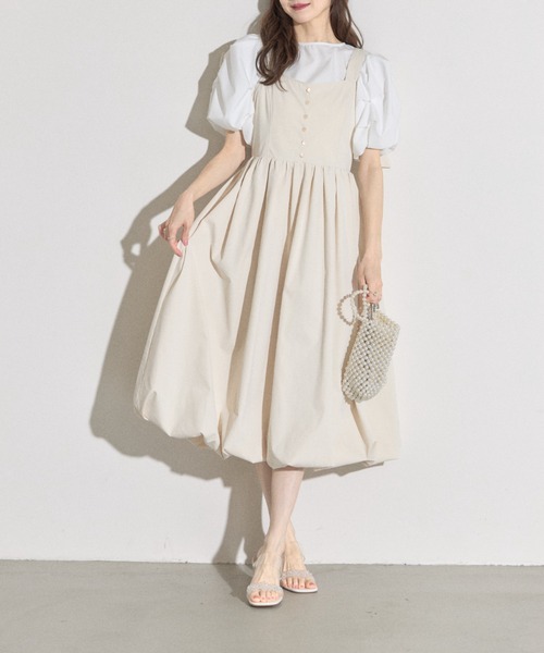 tocco closet(トッコ クローゼット)の「【ZOZO限定】ショルダーバックリボンバルーンジャンパースカート(ジャンパースカート・レディース・アイボリー/ブラック/グレイッシュベージュ・M)」の16枚目の写真