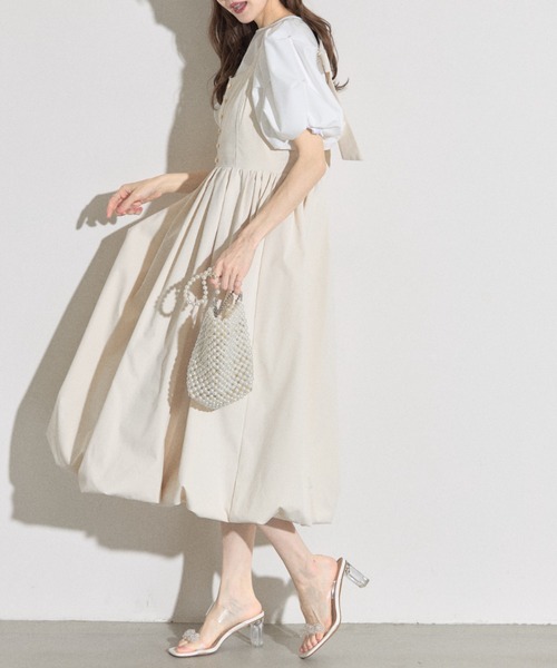 tocco closet(トッコ クローゼット)の「【ZOZO限定】ショルダーバックリボンバルーンジャンパースカート(ジャンパースカート・レディース・アイボリー/ブラック/グレイッシュベージュ・M)」の17枚目の写真