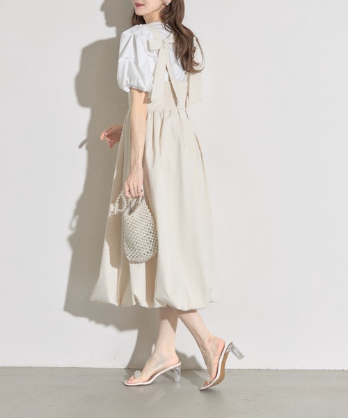tocco closet(トッコ クローゼット)の「【ZOZO限定】ショルダーバックリボンバルーンジャンパースカート(ジャンパースカート・レディース・アイボリー/ブラック/グレイッシュベージュ・M)」の18枚目の写真