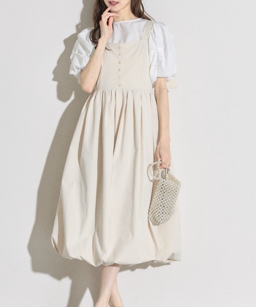 tocco closet(トッコ クローゼット)の「【ZOZO限定】ショルダーバックリボンバルーンジャンパースカート(ジャンパースカート・レディース・アイボリー/ブラック/グレイッシュベージュ・M)」の19枚目の写真
