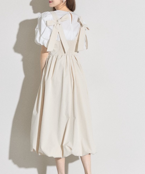 tocco closet(トッコ クローゼット)の「【ZOZO限定】ショルダーバックリボンバルーンジャンパースカート(ジャンパースカート・レディース・アイボリー/ブラック/グレイッシュベージュ・M)」の20枚目の写真