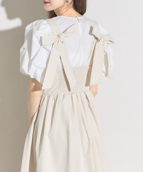 tocco closet(トッコ クローゼット)の「【ZOZO限定】ショルダーバックリボンバルーンジャンパースカート(ジャンパースカート・レディース・アイボリー/ブラック/グレイッシュベージュ・M)」の22枚目の写真