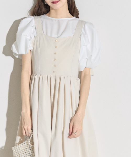 tocco closet(トッコ クローゼット)の「【ZOZO限定】ショルダーバックリボンバルーンジャンパースカート(ジャンパースカート・レディース・アイボリー/ブラック/グレイッシュベージュ・M)」の21枚目の写真