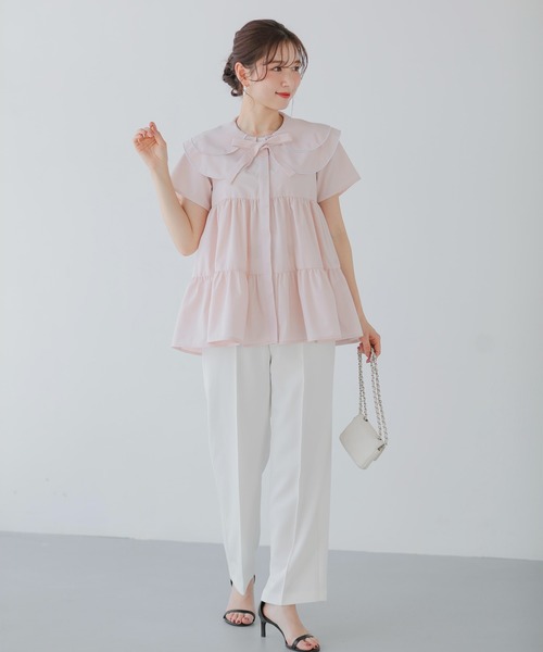 Fit more(フィットモア)の「ペタルカラーティアードブラウス(シャツ/ブラウス・レディース・パープル/ホワイト/ベビーピンク・FREE)」の20枚目の写真