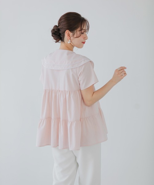 Fit more(フィットモア)の「ペタルカラーティアードブラウス(シャツ/ブラウス・レディース・パープル/ホワイト/ベビーピンク・FREE)」の19枚目の写真